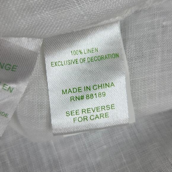 Lilly Pulitzer Small 100% Linen White Tunic Blue Embroidery V Neck 3/4 Sleeve - Picture 7 of 12